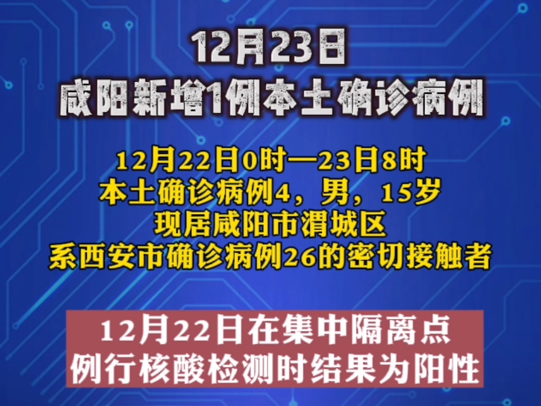 【視頻新聞】12月23日咸陽新增1例本土確診病例