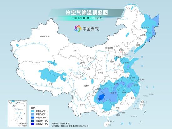 中东部降水持续 气温将大面积创下半年来新低