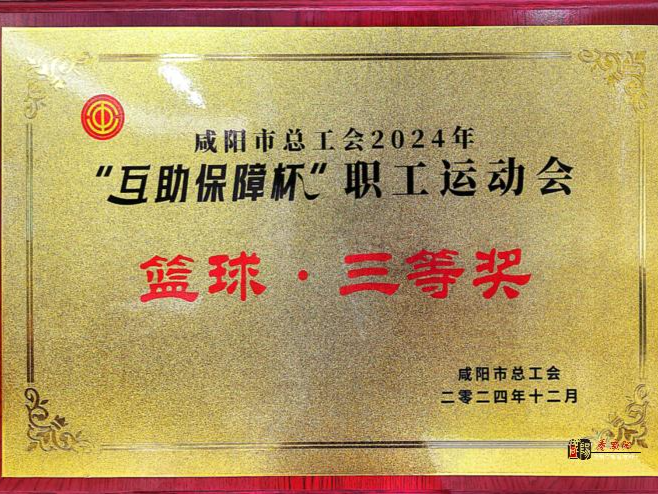 延安大学咸阳医院荣获咸阳市总工会2024年“互助保障杯”职工篮球赛三等奖