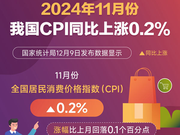 11月份我國CPI同比上漲0.2%